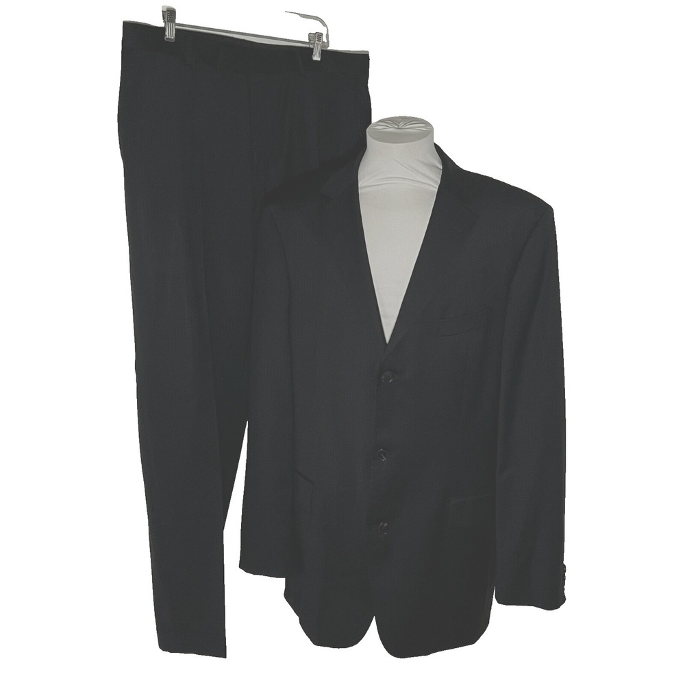 Hugo Boss Scorsese Movie Suit Mens 42L Black 3-Button Single Breasted Pinstripe